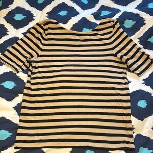 Madewell Striped Short-Sleeve Boatneck Top in Beige and Black